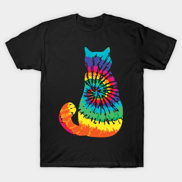 Tie Dye Cat Retro Pattern T-Shirt by aneisha